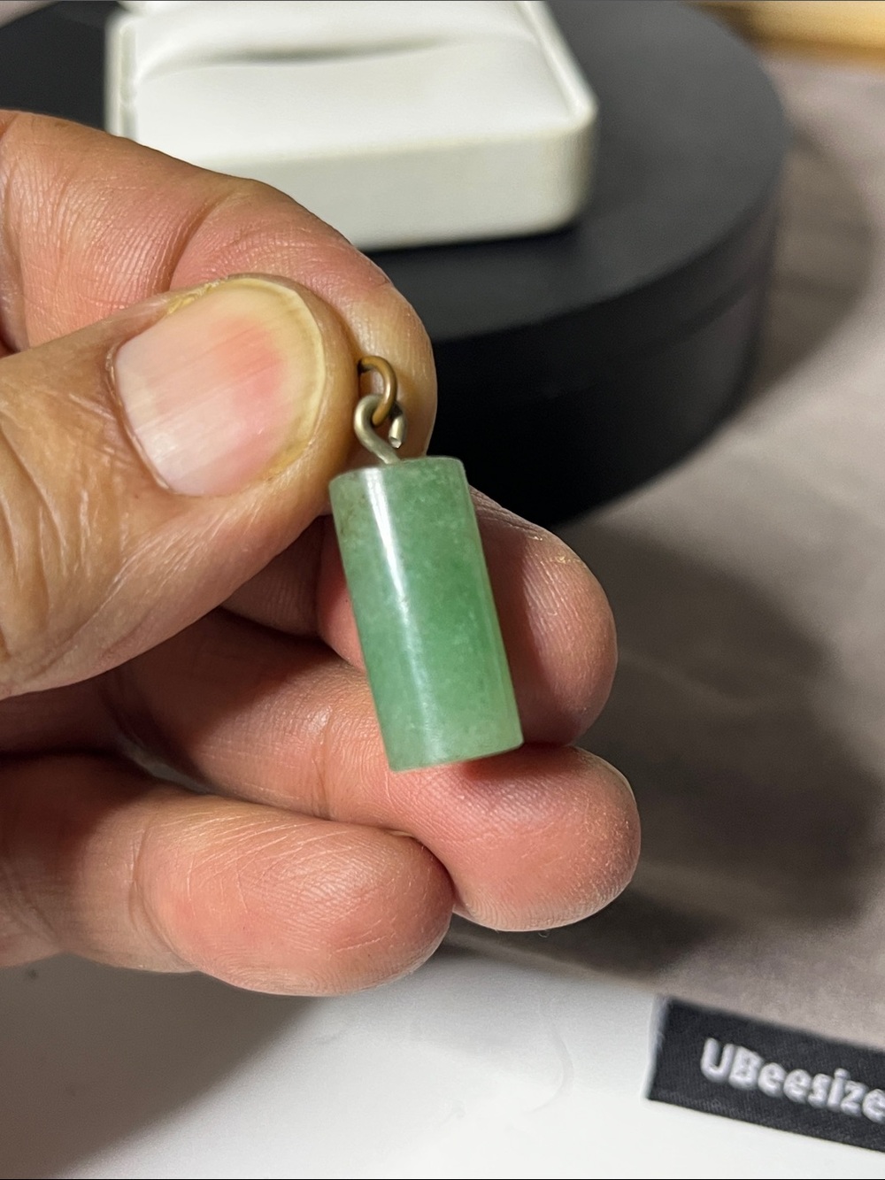 Green Jade Cylinder Pendant Necklace - Women Jewelry